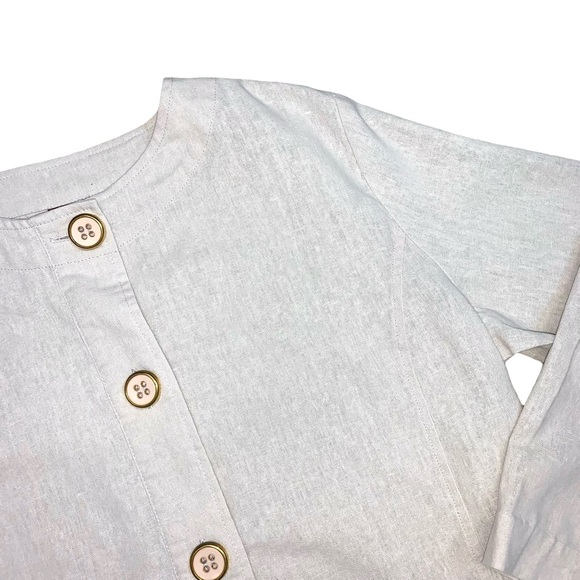 Vintage Tudor Court by Haband Lightweight Linen Blazer Jacket Neutral Casual - Picture 3 of 12